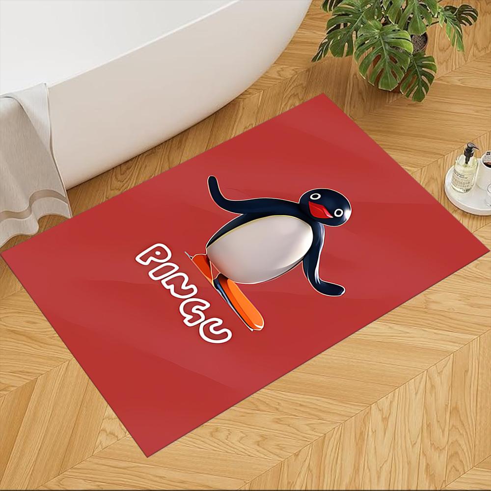 Pingu Arctic Adventure Washable Door Mat Compact Foldable Construction Stain-resistant Surface Office & Lounge Rug Minimalist Modern Style