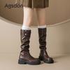 Augustine Long Boots Autumn and Winter New Tall Martin Boots Thick-soled Retro Velvet and Thin Stacking Boots
