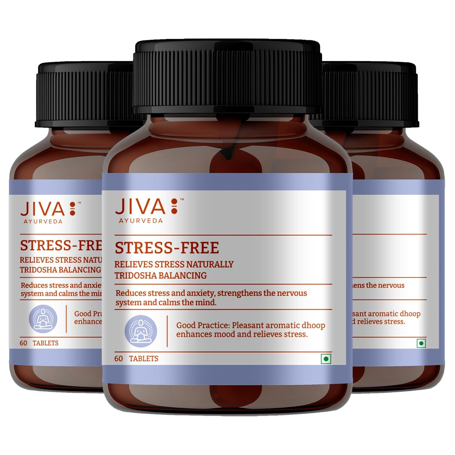 

Jiva Stress-Free Tablets 500 mg 60 Tablets Pack Of 3 For Daily Balance And Relaxation Support Natural Herbal Wellness Formula