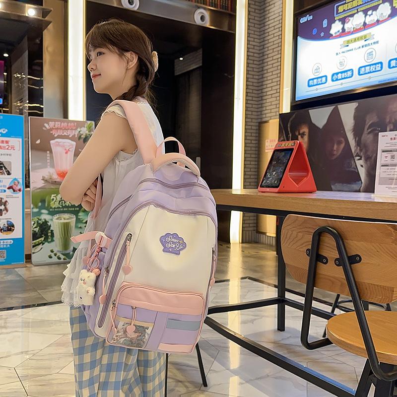 Schoolbag Trend School Bag Girls Student Large Capacity High School College Student Kulomie Backpack Cartoon Backpack Female