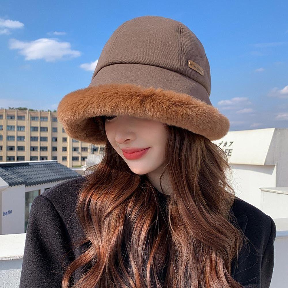 Soft Fluffy Fur Bucket Hat Wide Brim Winter Fisherman Hat Fashion Velvet Panama Hat Fishing