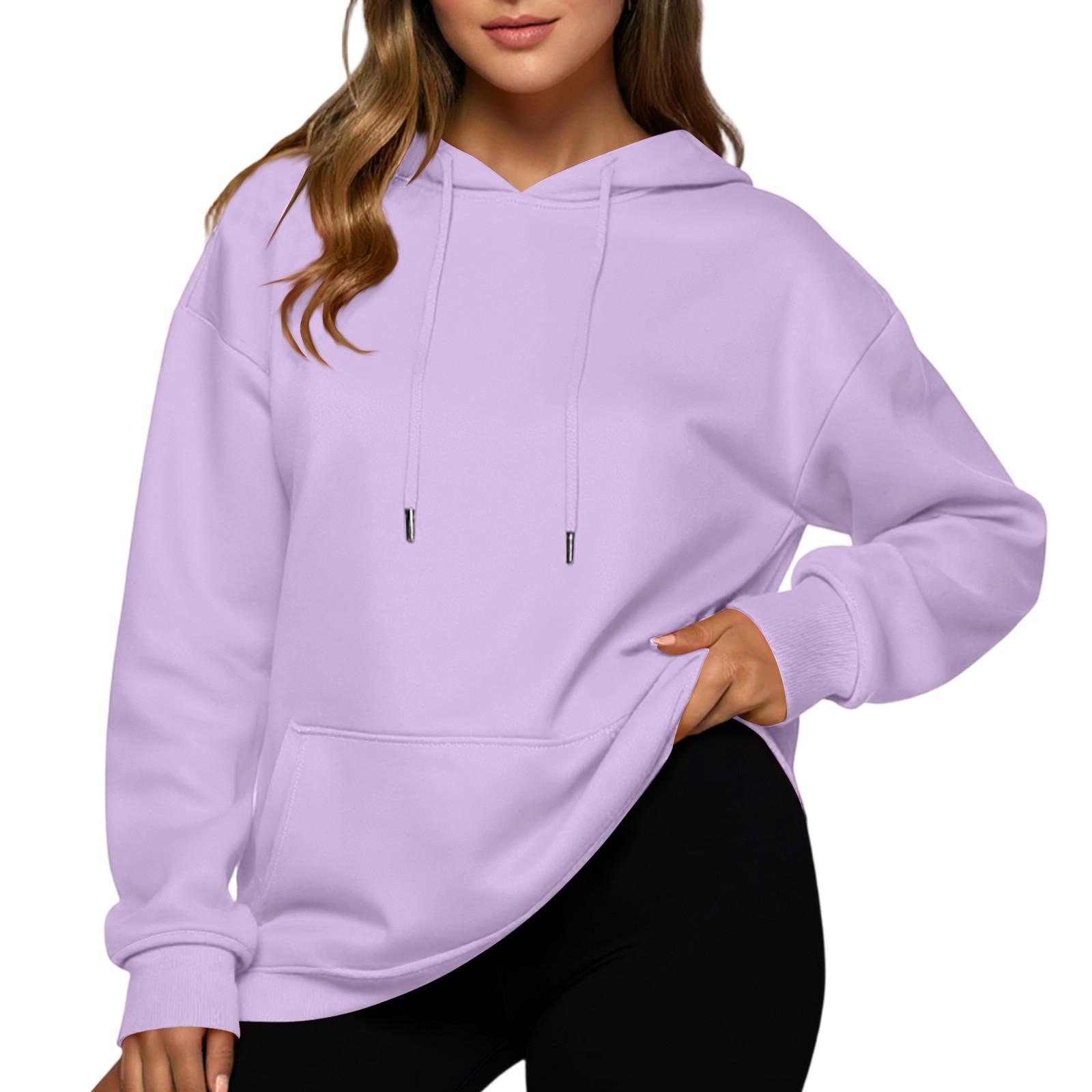 

Жіночий повсякденний вільний спортивний худі з рукавами реглан і гладкою панеллю XXL світло-фіолетового кольору