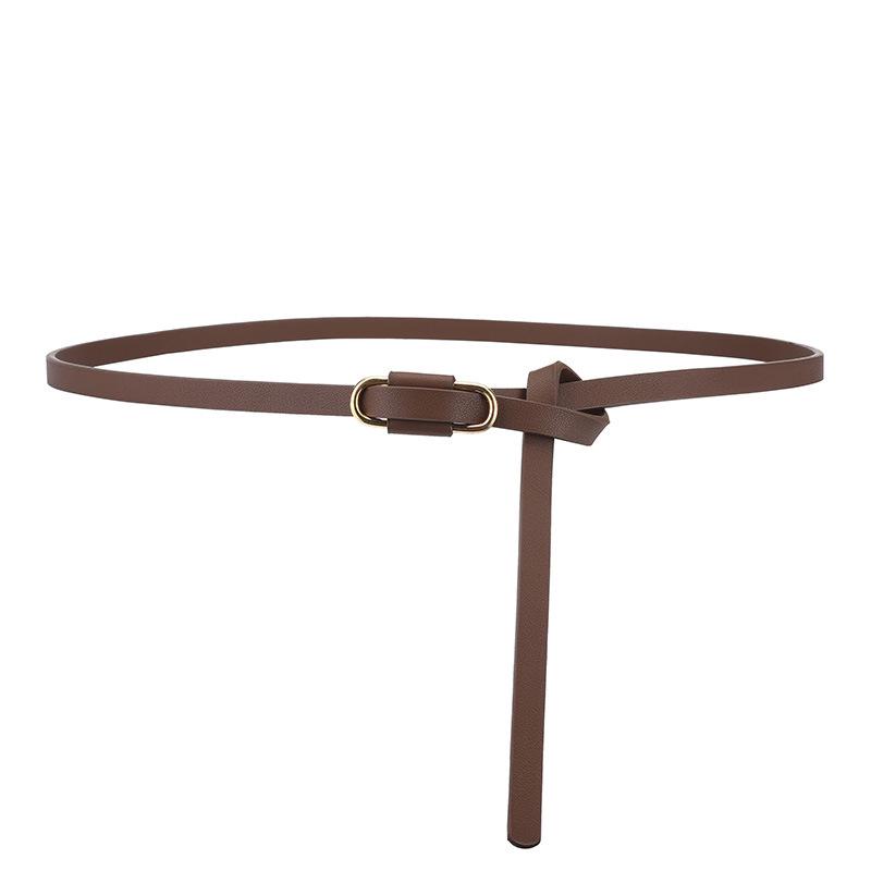 Spring/Summer Women's Simple Dress with Waist-Cinching Leather Belt