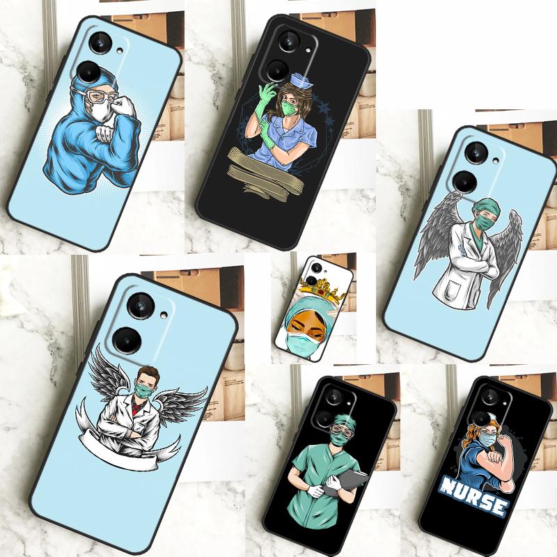 Cartoon Medicine Doctor Nurse For Realme C31 C33 C35 C51 C53 C55 C67 GT5 GT Neo 6 9 10 11 12 Pro Plus C21Y C25s C30 Case