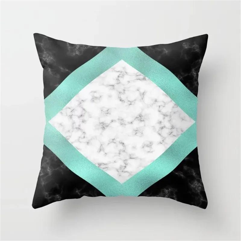 New 45X45Cm Blue Green Geometric Cushion Cover For Sofa Home Decor Polyester Cotton Throw Pillow Case Marble Texture Pillowcase