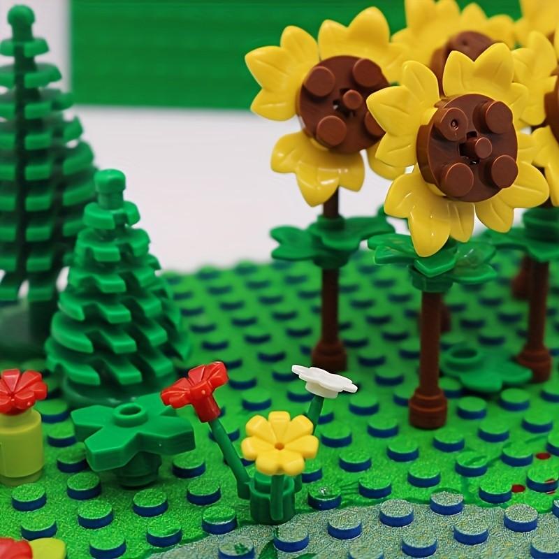 8 Set DIY Sunflower Field Building Blocks, Mixed Color ABS Material, Creative Garden MOC Flower Farm Scene Construction Kit, Children Diy Bricks Toy