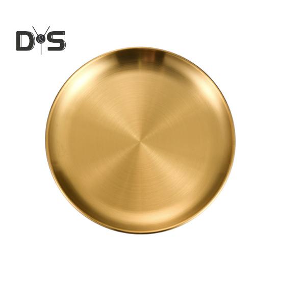 

Тарелки из нержавеющей стали, круглые, для салата, легко моющиеся, миска для пиццы и фруктов для домашней кухни, кемпинга, барбекю XL золотистый