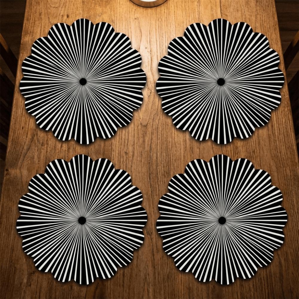 4PCS Anti-scald Geometric Placemats Heat Insulation Round Dining Mat Linen Table Mat  Home Decor