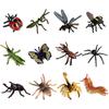 RCOMG 12 PCS Small Realistic Insects Figures Toys, Plastic Wildlife Animal Fake Bug Toys Halloween Party Favor School Project Bug Figurines Set for