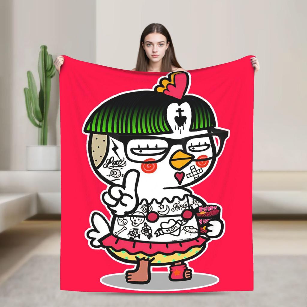 Buldak Ramen Chicken Flannel Blanket Autumn  Super Warm Throw Blanket for Kids Living Room Pattern Bedspread Sofa Bed Cover