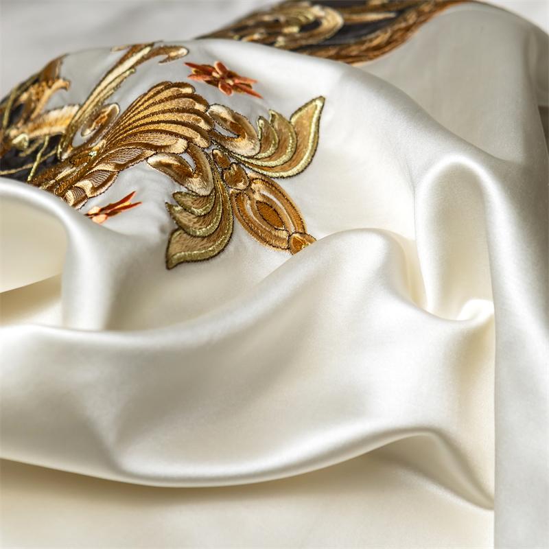 4/6/7Pcs European Luxury Gold Embroidery Satin 1000TC Egyptian Cotton Bedding Set Soft Silky Duvet Cover Bed Sheet Pillowcases