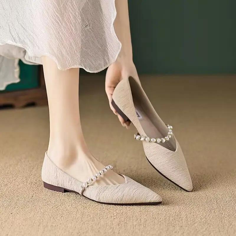 Fashion Pointed Toe Shoes for Women Lastest Woman Flats Pearl Wholesale Quick Delivery a Casual High Quality Fashion Beau Today
