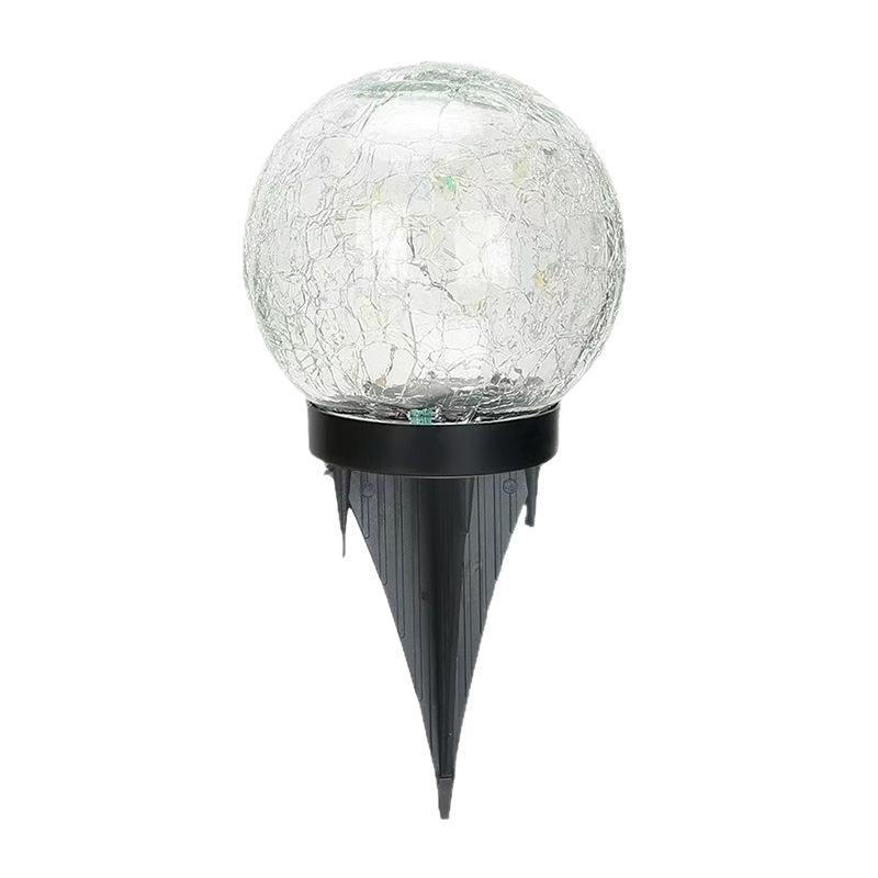 Solar Powered Cracked Glass Ground Stake Light Bright Soft Light For Garden Patio Camping Decor