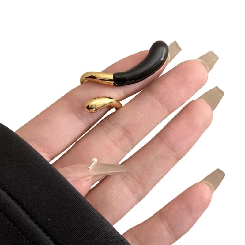 

Irregular Water Drop Open Ring for Women Adjustable Curved Opening Finger Ring Accessory Unique Festival Accessory