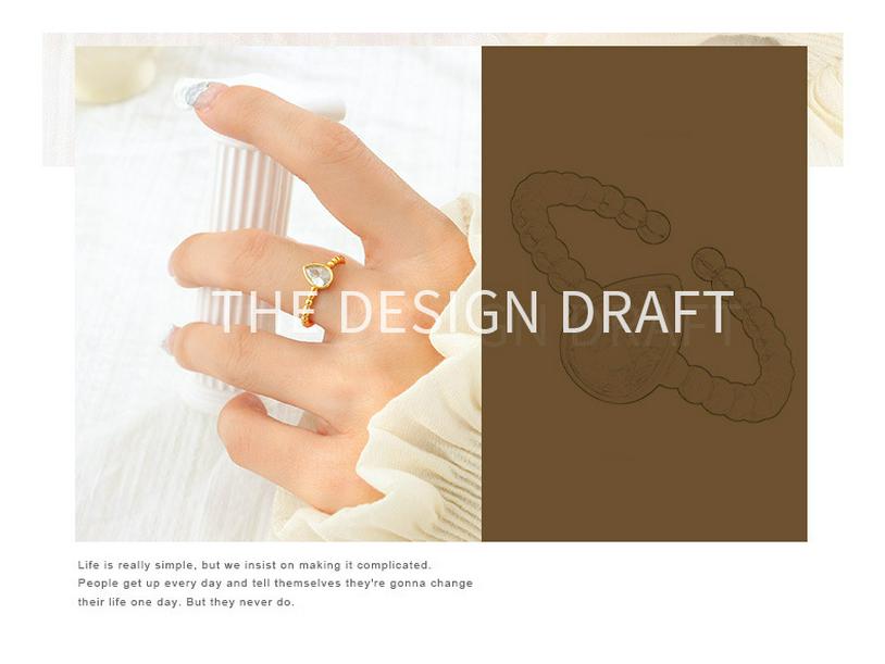 Minimalist Rhinestone Water Drop Index Finger Ring