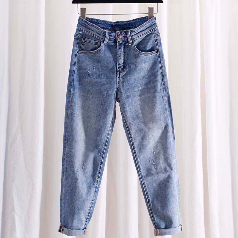 

Unisex High-Waisted Korean Style Ripped Jeans: Slimming Nine-Point Harem and Small Leg Fit, 2026 Casual Fashion. 3XL