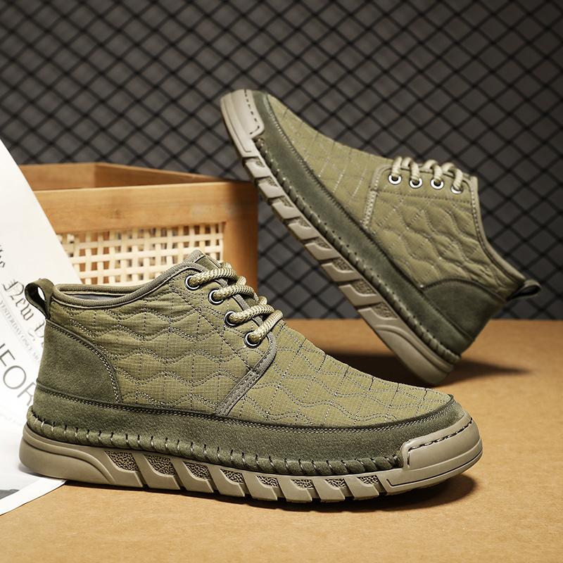 Fashion Suede Leather Men's Casual Shoes Comfortable Male Outdoor Walking Footwear Classic Fashion Basic Boots Lace-Up Motocross Boots