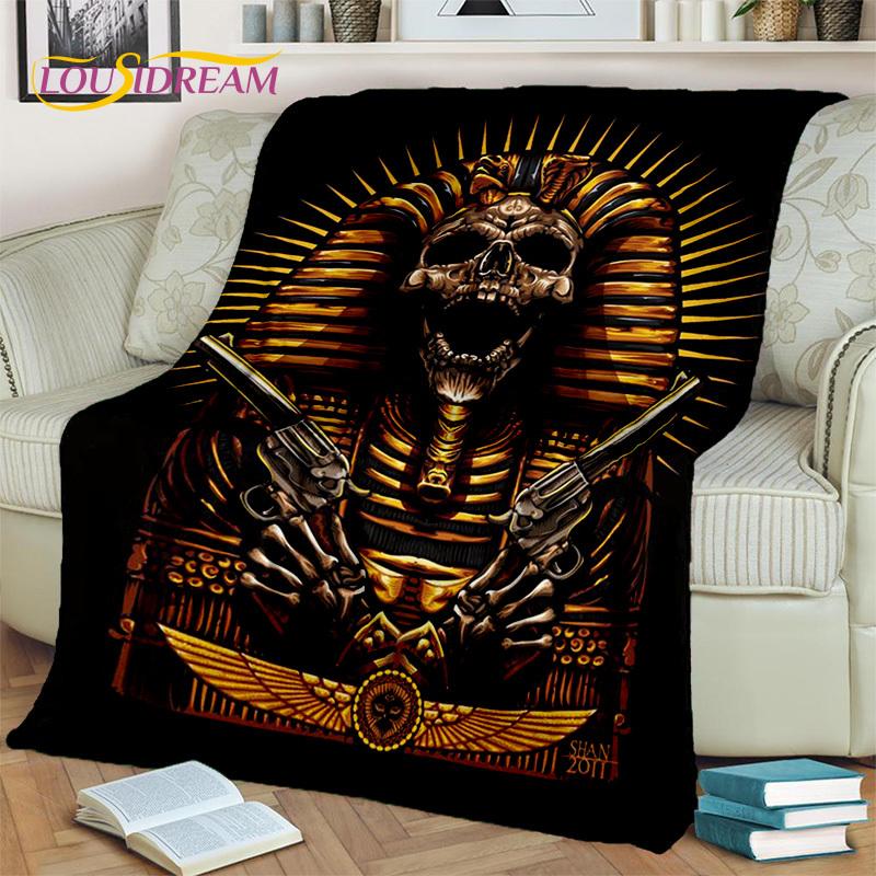 Decke mit ägyptischen Mythologie-Pharao-Hieroglyphen, weiche Überwurfdecke für Zuhause, Schlafzimmer, Bett, Sofa, Picknick, Reisen, Büro, Decke