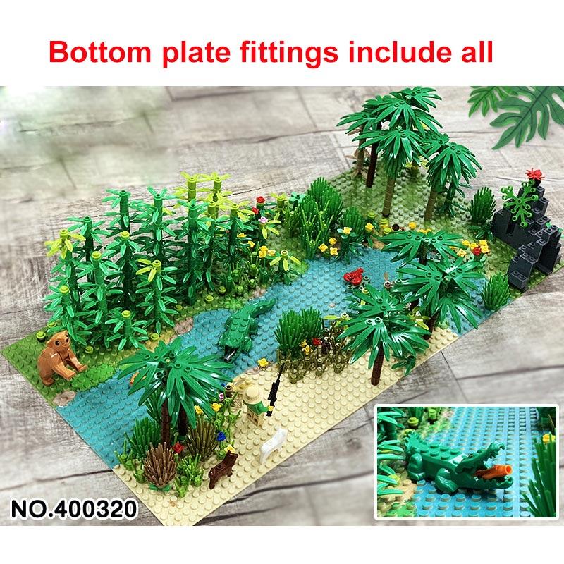 

MOC Military Rainforest Baseplate Parts Animal Jungle Flower Tree Plants City Adventure Building Blocks Assemble DIY Toys Gifts