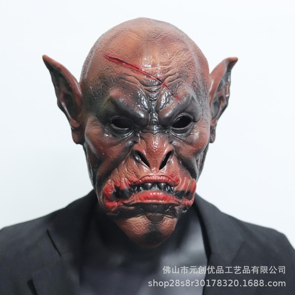 Halloween Fang Demon Latex Headgear Horror Funny Full-Face Mask for Escape Room Party cos Dress up props Pointed-Eared Fanged Orc