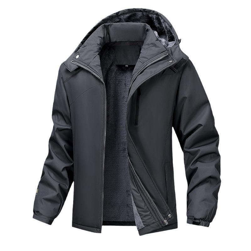 Giacca Invernale da Esterno Antivento Impermeabile Taglia Larga da Uomo con Cappuccio in Pile Ispessito Giacca Casual