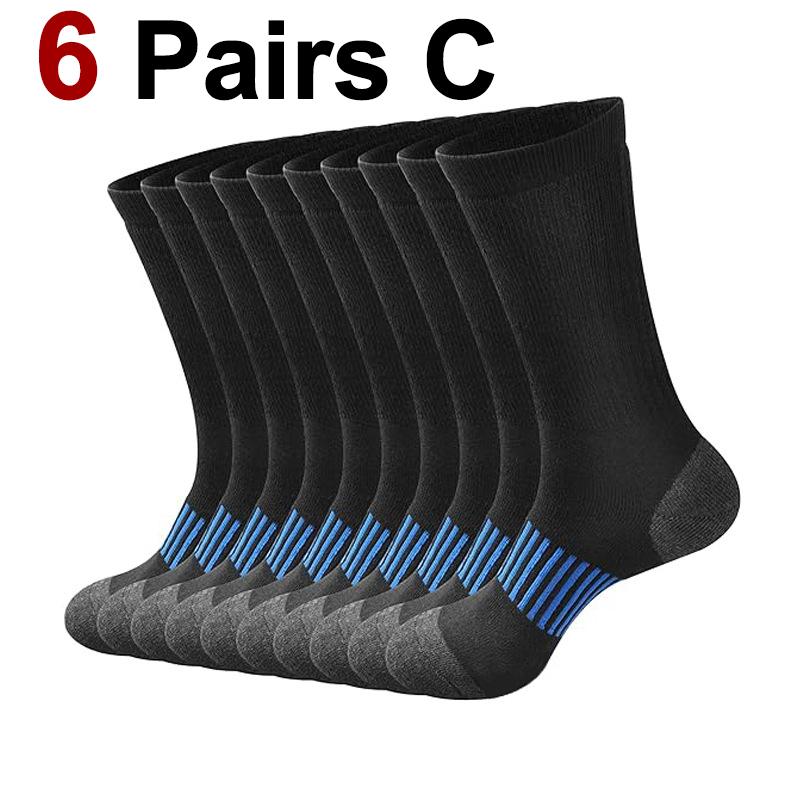 

6 пар мужских баскетбольных спортивных носков, модные черно-белые, впитывающие пот, дышащие, удобные, для отдыха и бега One Size