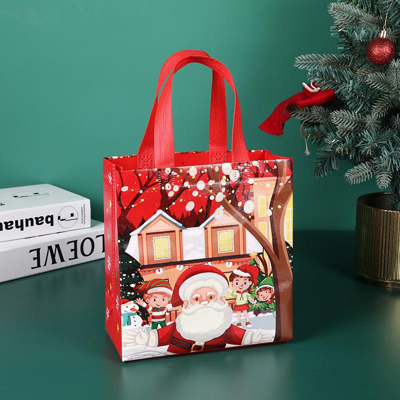 StoBag Christmas Gift Tote Bags Reusable Non Woven Bags for Holiday Party Favors and Festive Candy Cake Prensents Packaging