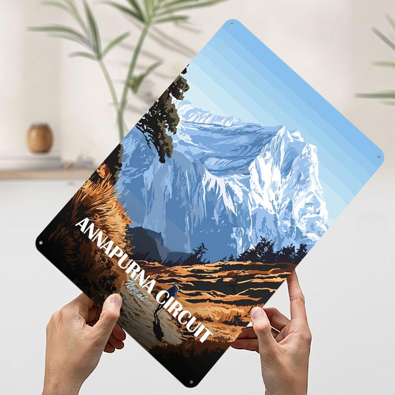 

Annapurna Circuit Nepal Mountain Landscape Metal Poster Customized Wall Art Retro Vintage Tinplate Signs for Bedroom Decorations 7.9x11.8In(20x30cm)