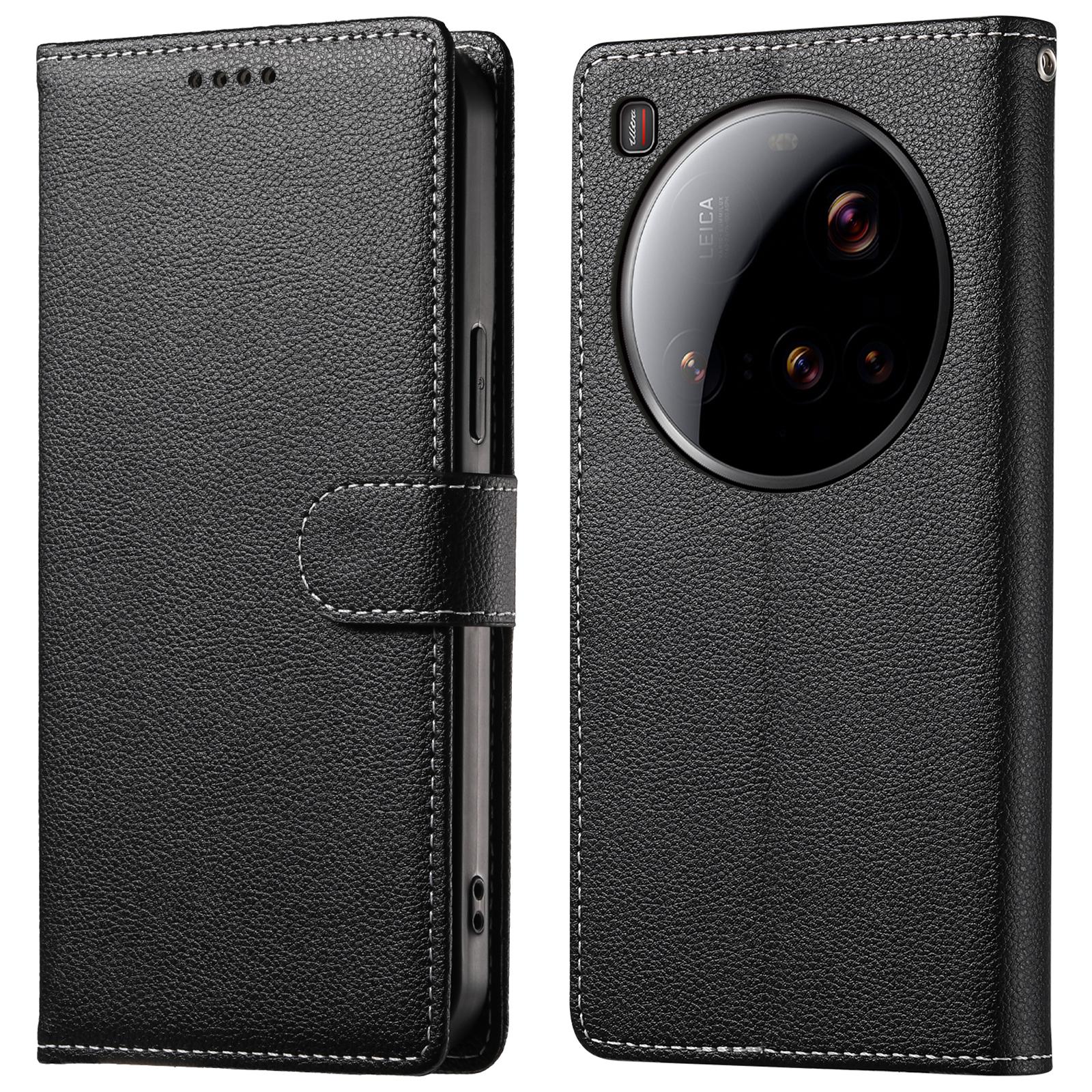 

For Xiaomi 15 Ultra Stand Case Litchi Texture Leather Wallet Phone Cover Magnetic Snap Black