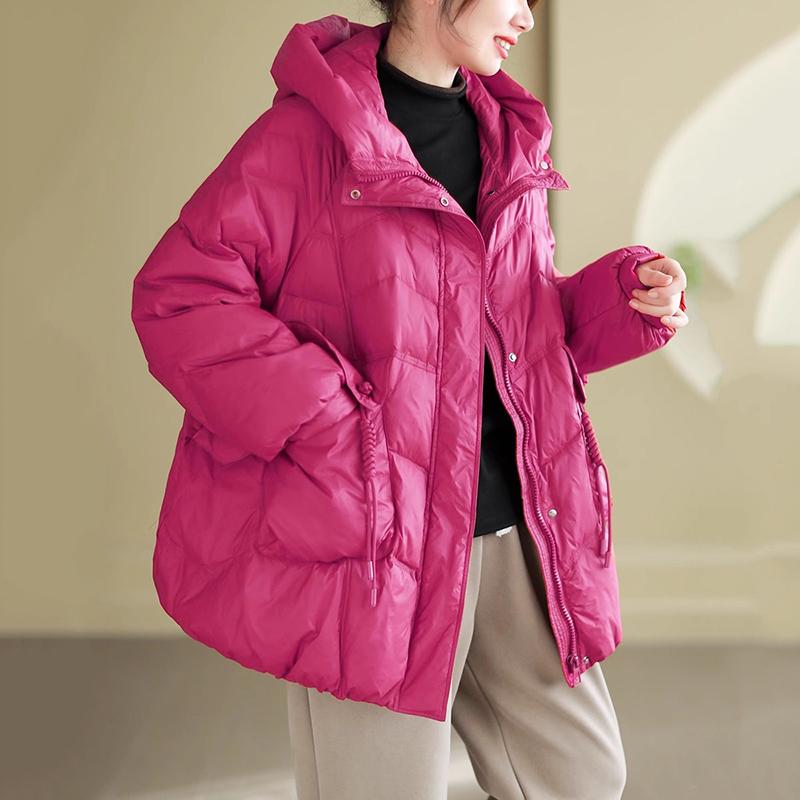 Down Jacket Hooded Autumn Winter Loose Puffer Coat Women Large Size Overcoat Thicken Parkas