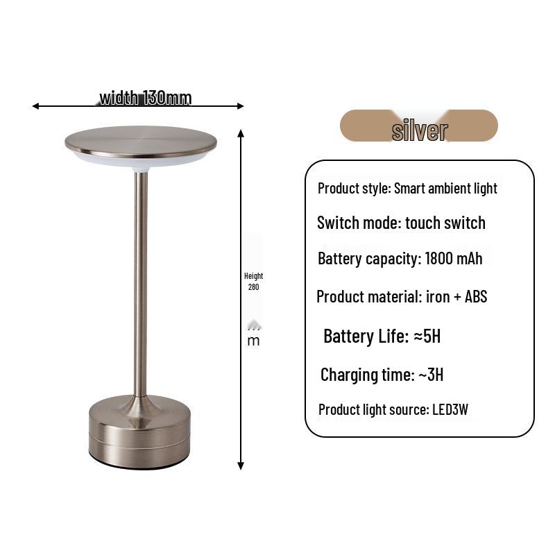 

USB Charging Mushroom BBQ Table Lamp with Cross-border High-leg Design for Bar and Lounge Ambiance серебряный