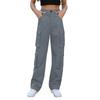 Women High Waisted Cargo Pants Y2K Trousers Wide Leg Casual Pants with 8 Pockets