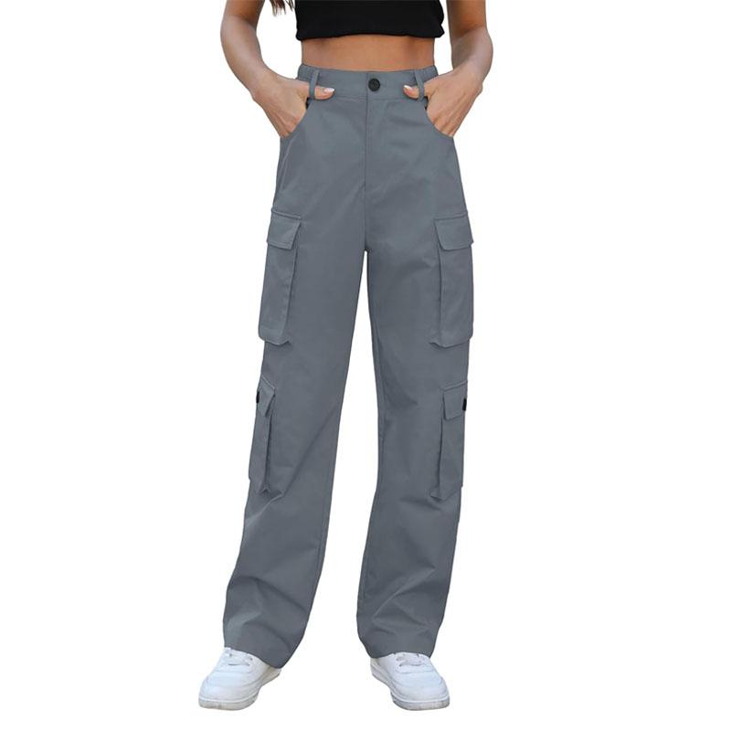 Women High Waisted Cargo Pants Y2K Trousers Wide Leg Casual Pants with 8 Pockets