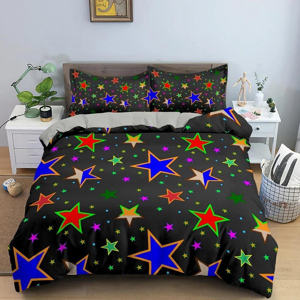 New Fashion Star Pattern Duvet Cover Colorful Stars Print Quilt Covers For Bedroom Single Twin Queen King Bedding Set Home Decor