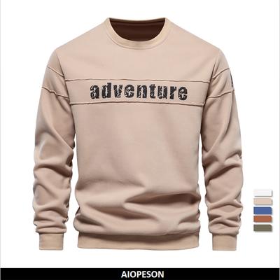 AIOPESON Yüksek Kaliteli Pürüzsüz Patchwork Baskılı Tişörtü Erkekler için Moda Gençlik O-boyun Spor Üstleri Erkek Kazak