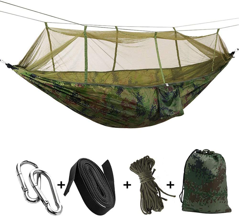 

2 Person Camping Garden Hammock With Mosquito Net Outdoor Furniture Bed Strength Parachute Fabric Sleep Swing Portable Hanging камуфляжний