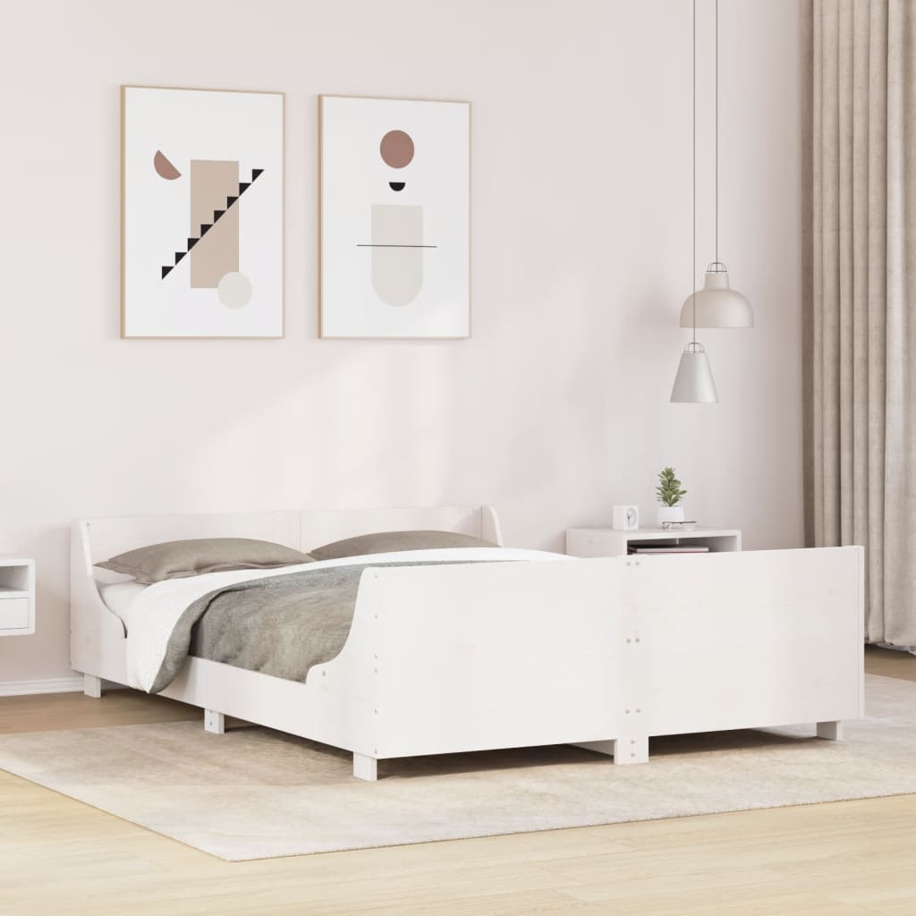 Vidaxl Rama Łóżka Bez Materaca, Biała, 120X200 Cm, Drewno Sosnowe