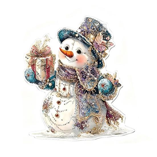 4Pcs/Set Snowman Pendant Christmas Cartoon Pink Snowman 2D Pendant Festive Indoor