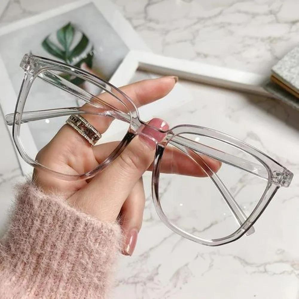 Retro Fashion Anti-Blue Light Glasses Men Women Transparent Computer Glasses Frame Eyeglass Frame Flat Glasses Square Eyeglasse