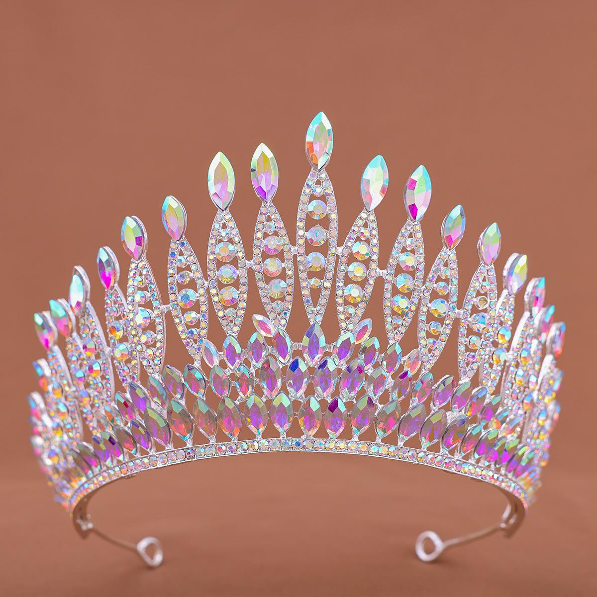 

Туаньмин Свадебные головные уборы Европейские и американские Большая хрустальная корона Ободок Свадебные Свадебные Конкурс красоты Подиум Корона Аксессуары