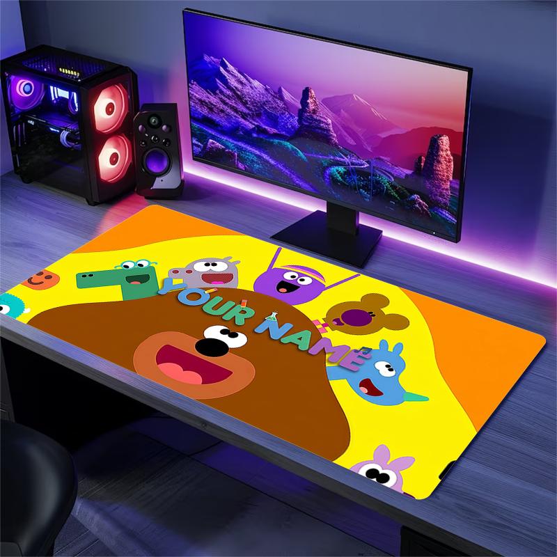 Custom Name,Hey Duggee Mouse Pad, Large Gaming Desk Mat, Non-slip XXL Mousepad for Laptop & Tablet, Mini PC Playmat with Stitched Edges
