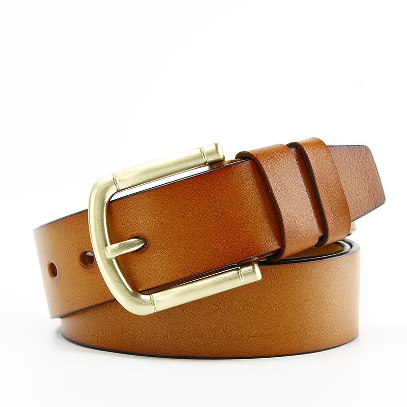 Men's Antique Real Yellow Cowhide Whole Sheet Two-layer Leather Belt Fashionable Pin Buckle Men's Korean Style Versatile Trousers Belt
