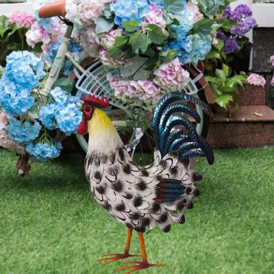 Kovová výzdoba kohouta Dekorace kuřecího dvora Ornament na trávník Umělecká díla Zahradní socha Venkovní figurka pro