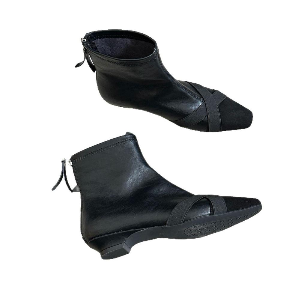 Flat short boots women's low heels 2025 autumn and winter new boots square head women's boots short boots niche thin boots Martin boots