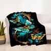 "Golden Butterfly Frame Wall Art Decor"Blanket Flannel Throw Blanket for Sofa, Bed, Travel, Camping, Office