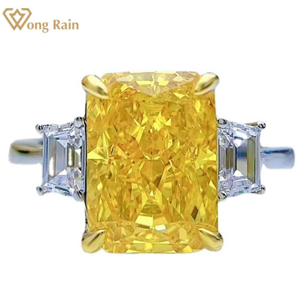 

Wong Rain 100% стерлинговое серебро 925 пробы 11*8 мм дробленый лед AAAAA цирконы драгоценный камень свадебное обручальное кольцо ювелирные изделия Рождественский подарок US 5 жёлтый