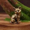 Brass Cute Cat Pocket Holder Vintage Small Tea Pet Ornament Animal Pussycat Figurines Miniatures Desk Decorations