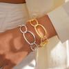 18K Real Gold Electroplated Metal Feeling Oval Texture Open Bracelet Bracelet Bracelet
