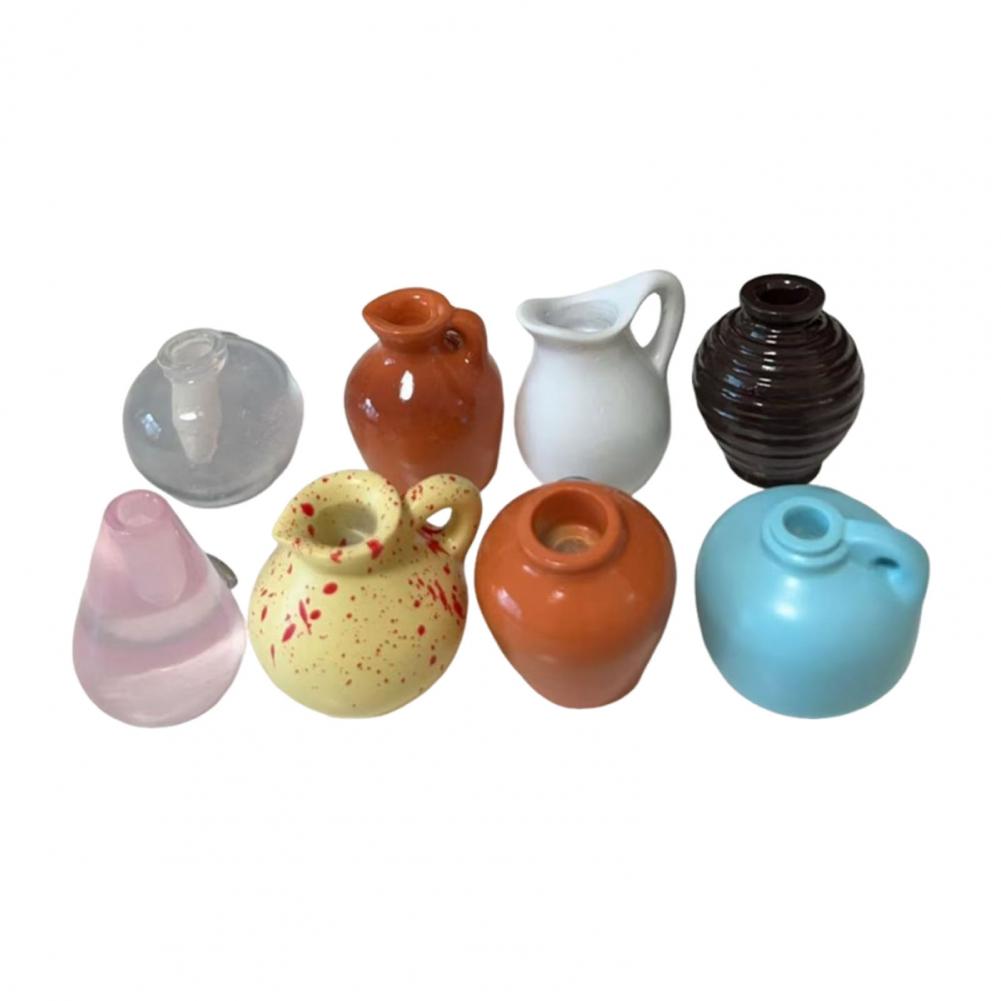 8Pcs Mini Resin Vase Refrigerator Magnet Home Office Kitchen Locker Fridge 3D Miniature Flower Vase Magnetic Decor Ornament