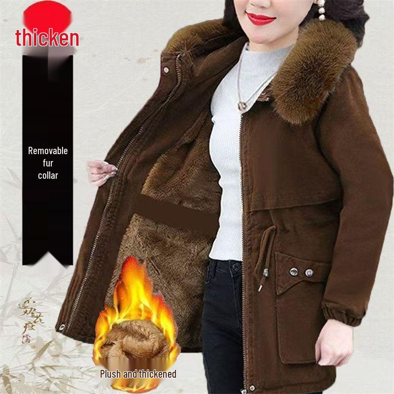 Women's Winter Velvet-Thickened Cotton Coat: 2026 Fashion, Cold-Resistant, Warm Mother's Jacket